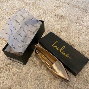 Emmy Rose Gold Metallic Pointed Loafers